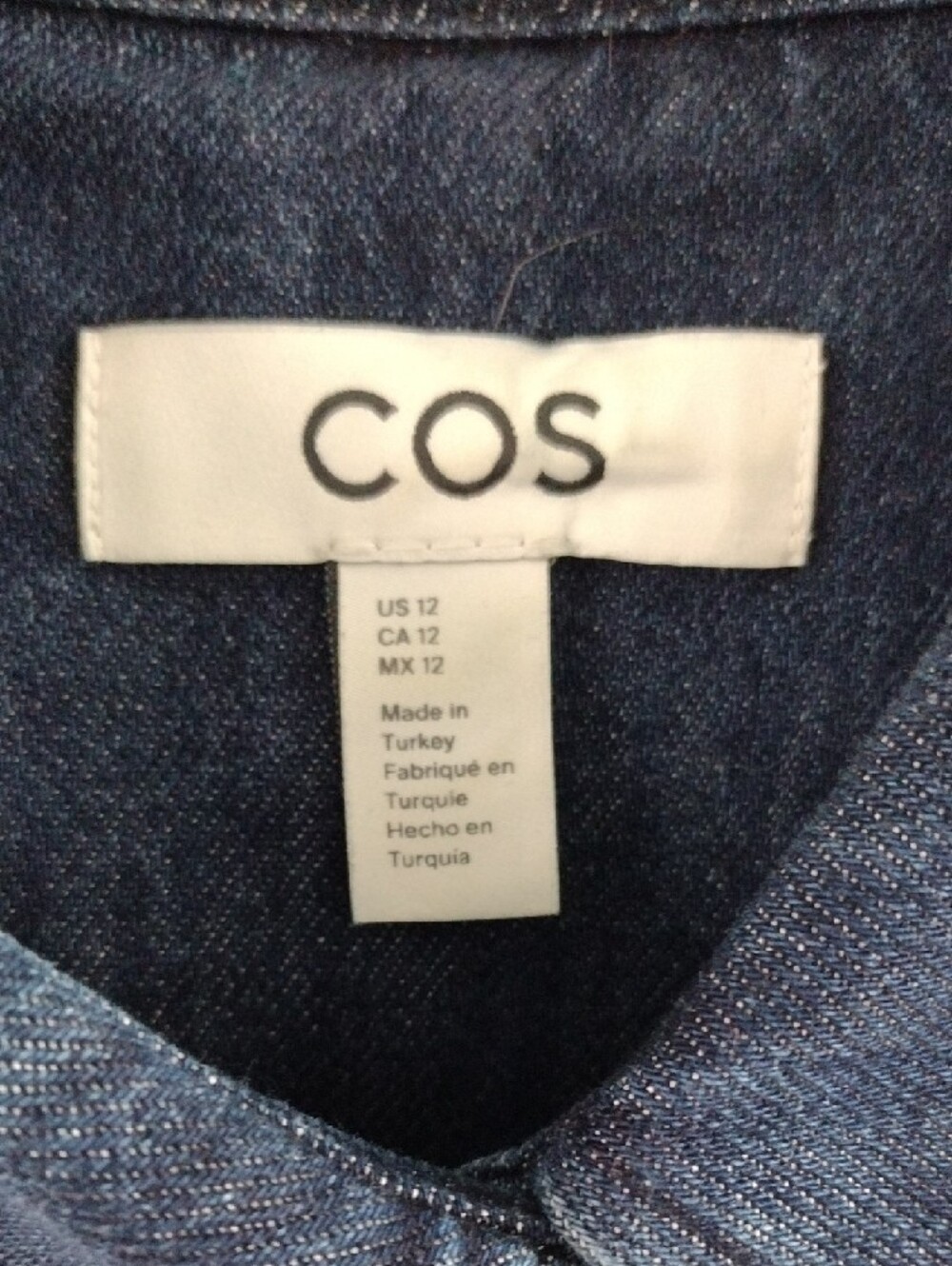 COS Denim Utility Midi Shirt Dress Indigo Blue Organic Cotton Tencel Size 12 - Picture 6 of 11